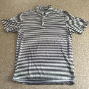 Camisa polo Peter Millar Summer Comfort para hombre L azul a rayas manga corta golf - Imagen 1 de 9