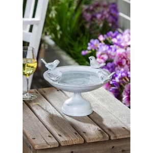 Perched Birds Metal Tabletop Bird Bath - Picture 1 of 2