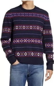 Rag & Bone Men’s Fair Isle Knit Sweater Navy Multicolor New Without Tags - Picture 1 of 11