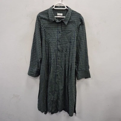Camisa Toast Gingham Check Algodón Popelina Negro Verde Azul Vestido Midi Talla Uk 16 Foto 1 de 4