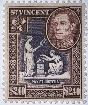 Sellos de viaje: estampillas de San Vicente de 1949 SG #176, $2,40 como nuevas, goma original MOGLH Foto 1 de 4