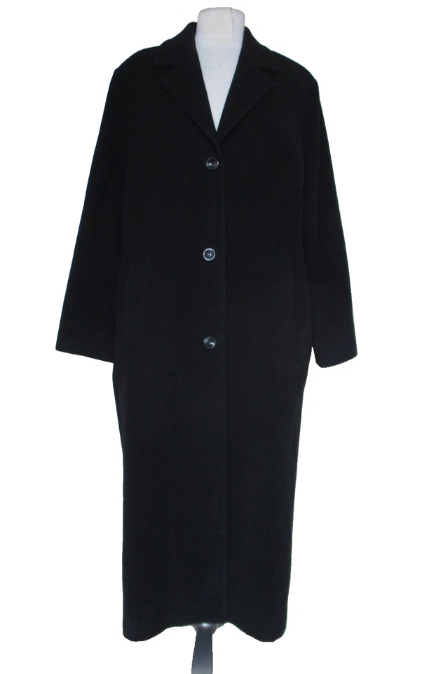 KRISTEN BLAKE Black Wool Cashmere Womens 16 Overcoat Old Money Quiet Luxury - Image 1 of 4