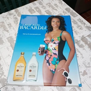 Vintage 1997 Bacardi Rum sexy afroamerikanischer Bikini Damen Blechschild Männerhöhle - Bild 1 von 9
