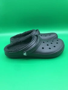 Crocs Big Kids Classic Black Lined Clogs SZ J5 - Picture 1 of 9