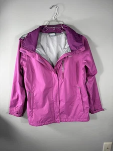 Columbia Jacket Womens Large Pink Omni-Tech Packable Waterproof Hooded Coat - Picture 1 of 12