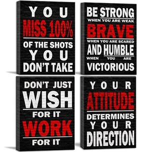 Bürowand Dékor schwarz-weiß Leinwand Wandbild Zitate Home Office Dé - Bild 1 von 8