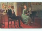 foreign c1910 Postcard MAN WATCHES WOMAN SITTING AT GRAND PIANO 60k cards AC3894