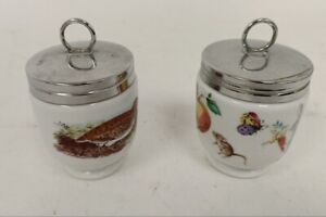 Pair of Royal Worcester Porcelain Jumbo Egg Coddlers Made In England #950