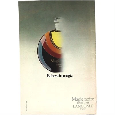 Perfume Perfume Lancome Paris Magie Noire 1984 Anuncio Impreso Vintage 9 pulgadas de Alto Foto 1 de 4