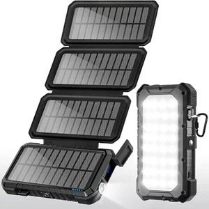 Power Bank Solare con 4 Pannelli Solari, Caricatore Solare Portatile 26800mAh 18 - Foto 1 di 7