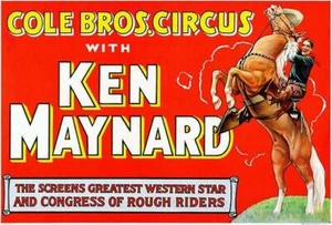 Cole Brothers Circus - Ken Maynard - Años 30 - Imán publicitario promocional - Imagen 1 de 2