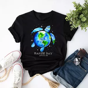 Earth Day 2025 Sea Turtle Save the Planet Men Women T-Shirt - Picture 1 of 22