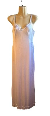 Vintage 70s Olga Style 874L White  Silky Nyon Lingerie Full Maxi Slip Dress Sz32 - Image 1 of 4
