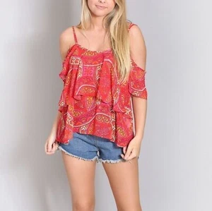 Show me your mumu pink colada romance ruffle tank xs - Picture 1 of 9