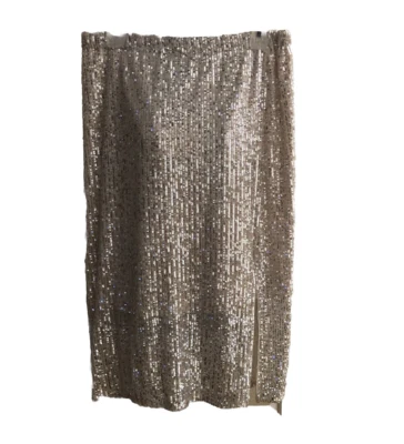 Vince Camuto Midi Pencil Skirt Women's Medium Silver Sequin w/ Side Slit - Imagem 1 de 4