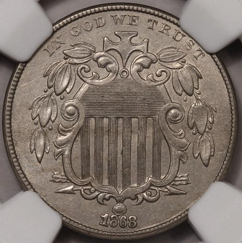 1868 Shield Nickel NGC AU-58 Cover