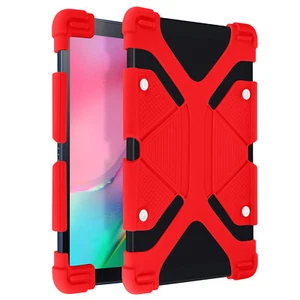 Coque tablette 7.9 à 9 pouces Universel Bumper Silicone Gel rouge Mode Support - Photo 1/6