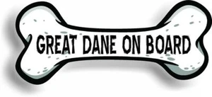 Dog on Board Great Dane Bone Car Magnet Bumper Sticker 3"x7" - Picture 1 of 5