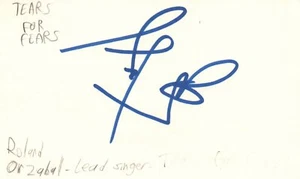Roland Orzabal Lead Singer Tears For Fears Rock Band Signed Index Card JSA COA - Picture 1 of 2