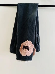 Girl's Thermal Leggings with Flowers on the Ankles, Gray, L (13-14) - Picture 1 of 4