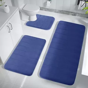 Memory Foam Bath Mat Sets, 44.1x24 + 31.5x19.8 and U-Shaped for Bathroom - Picture 1 of 7