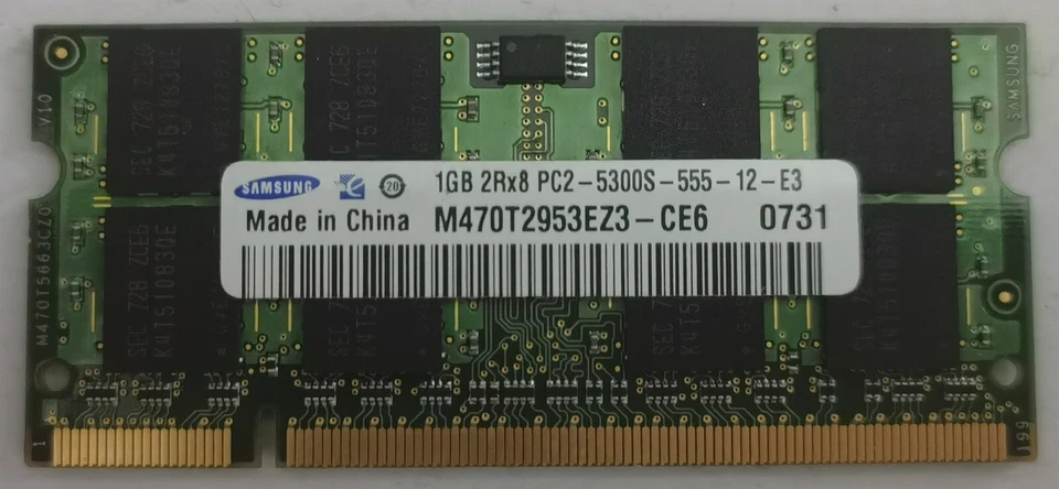 Samsung M470T2953EZ3-CE6 (1 GB, PC2-5300 (DDR2-667), DDR2 RAM, 667 MHz, SO DIMM… - Immagine 1 di 1