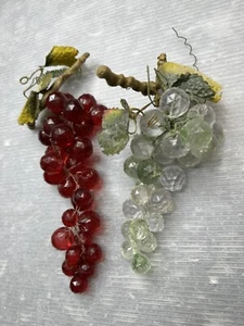 vintage Red Lucite Acrylic Faceted 9” GRAPE CLUSTER LOT/2 Vine Decor - Picture 1 of 23