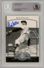 Bob Feller 2005 Upper Deck Past Time Pennants Baseball Autograph Card #6 BAS