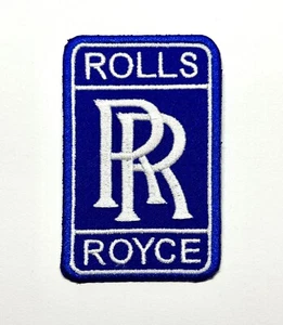 Embroidered Patch - Blue & White - Luxury Autos - NEW - Iron-on - Rolls Royce - Picture 1 of 3