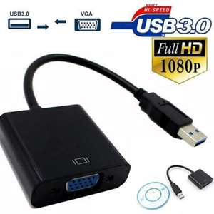 USB3.0 to VGA External Video Graphic Card Cable Adapter For windows 7/8/10/11 BK - Picture 1 of 7