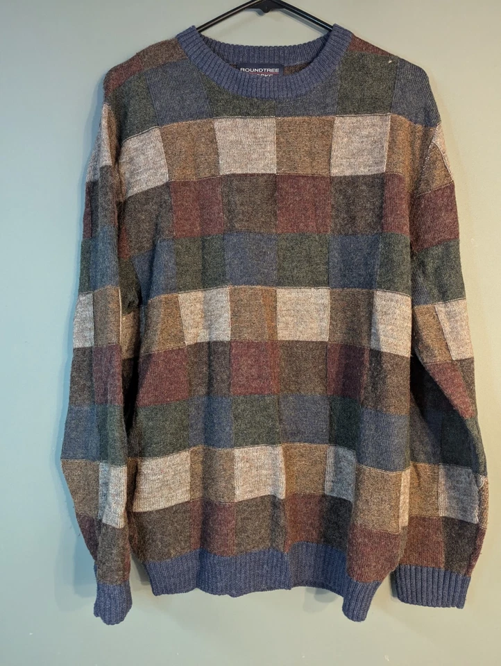 Suéter Roundtree & York Adulto Mediano Multicolor Parche de Lana Trabajo Pullover Para Hombres Foto 1 de 4