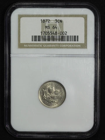 1872 Nickel Three Cent Piece NGC MS 64 Cover