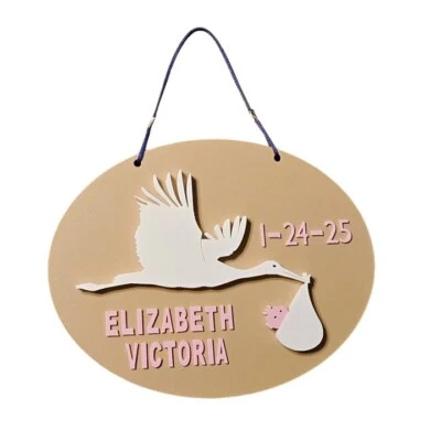 Placa de pared personalizada con nombre y fecha de nacimiento del bebé Foto 1 de 4