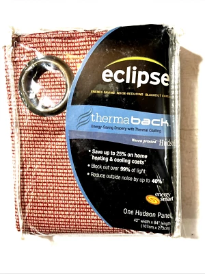 ECLIPSE Blackout Curtain Panel 42" x 84" Hudson Red And White Thermaback - Image 1 of 2