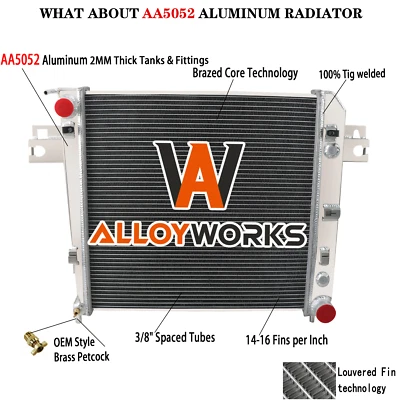 Radiador enfriador de aluminio de 4 filas para Jeep Liberty 2002-2006 3,7 L V6 GAS Foto 1 de 4