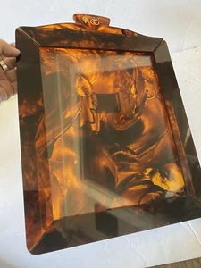 Gucci Faux Tortoise Plastic Picture Frame 8” X 10” Photo Authentic 1980’s - Picture 1 of 9