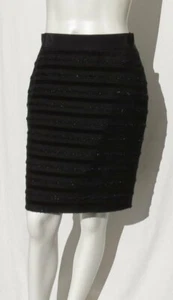 $98 ANN TAYLOR Petites Black Velvet Sparkle Stripe Pencil Evening Skirt US S 6P - Picture 1 of 5
