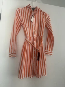 Polo Ralph Lauren Kids Poplin Striped Tshirt Dress Size 14y - Picture 1 of 5