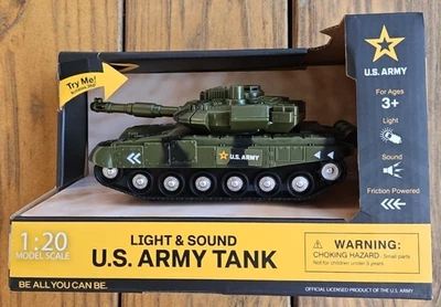 Танк армии США масштаб 1:20 свет и звук 8 «x 3,5» трение питание новый! В коробке - Изображение 1 из 4