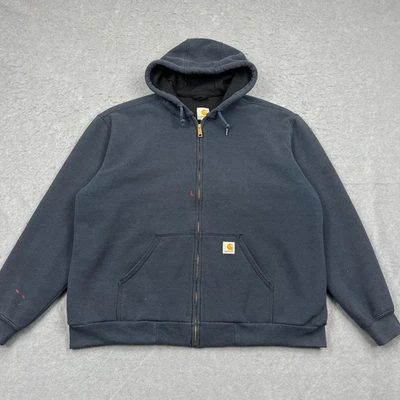 De Colección Carhartt Sudadera con Capucha Para Hombre XL Azul Marino Rutland Térmica Forrada Cremallera Completa Sudadera Foto 1 de 4