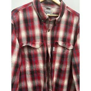 Camisa de trabajo Carhartt de sarga de peso pesado roja negra a cuadros calce relajado para hombre 2XL - Imagen 1 de 5