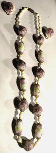 SELTENE venezianische ausgefallene Glashochzeitstorte und florale Glasperlen Demi Parure - Bild 1 von 11