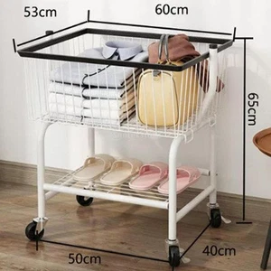 Rolling Laundry Cart Coat and Hat Stand for with Casters Laundry Room Dorm - Picture 1 of 7