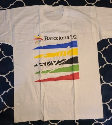 NUEVA Camiseta Grande Para Hombre Años 90 Barcelona 1992 Juegos Olímpicos Camiseta Seúl Corea Foto 1 de 4