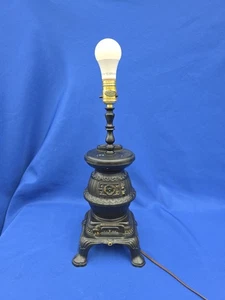 Vintage Black Pot Belly PotBelly Stove Farmhouse Table Lamp 70's Decor Farmhouse - Picture 1 of 11