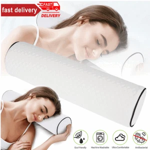 Round Cervical Roll Cylinder Bolster Pillow with Removable Washable Cover Ergon - Picture 1 of 15