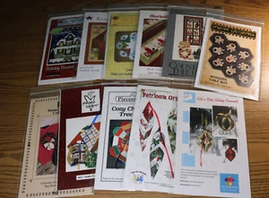 QUILT PATTERN Lot of 10 Christmas Craft Instructions Ornaments Runner Mat Santa - Picture 1 of 9