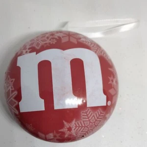 M M Candy Christmas Ornament Red Hanging Gift Canister - Picture 1 of 6