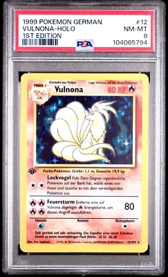 1999 Pokemon German Base Set Vulnona Ninetales Holo 1st Edition #12 PSA 8 NM-MT - Image 1 of 2