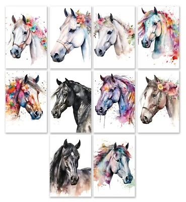 10 Assorted All Occasion Note Cards Blank Greeting Cards Floral Horses - Image 1 of 3